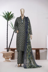 Bin Saeed Stitched 3 Piece Exclusive Printed Lawn Vol-09 Suit-LSM-2912-Black