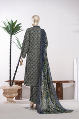 Bin Saeed Stitched 3 Piece Exclusive Printed Lawn Vol-09 Suit-LSM-2912-Black