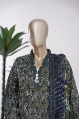 Bin Saeed Stitched 3 Piece Exclusive Printed Lawn Vol-09 Suit-LSM-2912-Black
