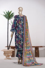 Bin Saeed Stitched 3 Piece Exclusive Printed Lawn Vol-09 Suit-LSM-2913-Blue