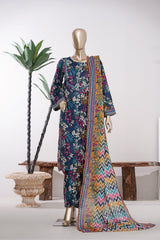Bin Saeed Stitched 3 Piece Exclusive Printed Lawn Vol-09 Suit-LSM-2913-Blue