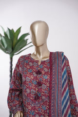 Bin Saeed Stitched 3 Piece Exclusive Printed Lawn Vol-09 Suit-LSM-2914-Maroon