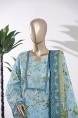 Bin Saeed Stitched 3 Piece Exclusive Printed Lawn Vol-09 Suit-LSM-2922-Sky Blue