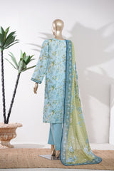 Bin Saeed Stitched 3 Piece Exclusive Printed Lawn Vol-09 Suit-LSM-2922-Sky Blue