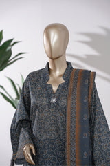 Bin Saeed Stitched 3 Piece Exclusive Printed Lawn Vol-09 Suit-LSM-2924-Dark Grey