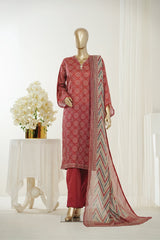 Bin Saeed Stitched 3 Piece Exclusive Printed Lawn Vol-10 Suit-LSM-2950-MAROON