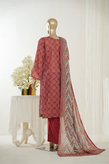 Bin Saeed Stitched 3 Piece Exclusive Printed Lawn Vol-10 Suit-LSM-2950-MAROON