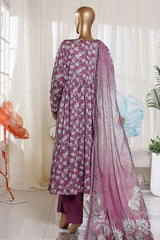 Bin Saeed Stitched 3 Piece Exclusive Printed Frock-LSM-2961-PURPLE