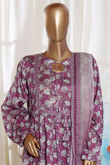Bin Saeed Stitched 3 Piece Exclusive Printed Frock-LSM-2961-PURPLE