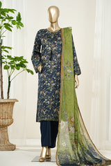 Bin Saeed Stitched 3 Piece Exclusive Printed Lawn Vol-10 Suit-LSM-2968-BLUE