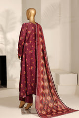 Bin Saeed Stitched 3 Piece Exclusive Printed Frock-LSM-2978-RED