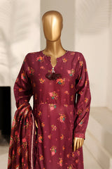 Bin Saeed Stitched 3 Piece Exclusive Printed Frock-LSM-2978-RED
