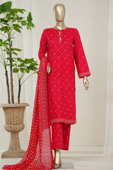 Bin Saeed Stitched 3 Piece Exclusive Printed Lawn Vol-10 Suit-LSM-2980-RED