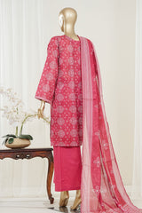 Bin Saeed Stitched 3 Piece Exclusive Printed Lawn Vol-10 Suit-LSM-2981-RED