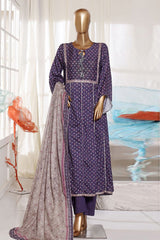Bin Saeed Stitched 3 Piece Exclusive Printed Frock-LSM-2986-PURPLE