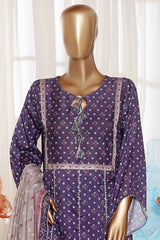 Bin Saeed Stitched 3 Piece Exclusive Printed Frock-LSM-2986-PURPLE