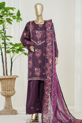 Bin Saeed Stitched 3 Piece Exclusive Printed Farshi Shalwar Vol-01 Suit-LSM-2989-PURPLE