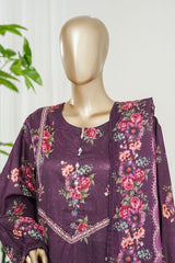 Bin Saeed Stitched 3 Piece Exclusive Printed Farshi Shalwar Vol-01 Suit-LSM-2989-PURPLE