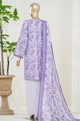 Bin Saeed Stitched 3 Piece Exclusive Printed Farshi Shalwar Vol-01 Suit-LSM-3000-PURPLE