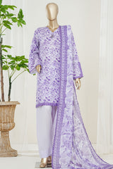Bin Saeed Stitched 3 Piece Exclusive Printed Farshi Shalwar Vol-01 Suit-LSM-3000-PURPLE