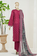 Bin Saeed Stitched 3 Piece Exclusive Printed Lawn Vol-10 Suit-LSM-3001-MAROON