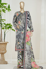 Bin Saeed Stitched 3 Piece Exclusive Printed Lawn Vol-10 Suit-LSM-3002-GRAY