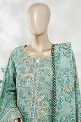 Bin Saeed Stitched 3 Piece Exc Emb Lawn Long Length Suit-LSM-3041-GREEN-S