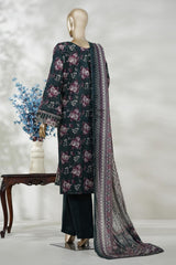 Bin Saeed Stitched 3 Piece Exc Emb Lawn Long Length Suit-LSM-3044-GREEN-S