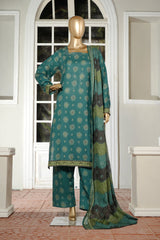 Bin Saeed Stitched 3 Piece Exclusive Printed Lawn Vol-10 Suit-LSM-3052-GREEN