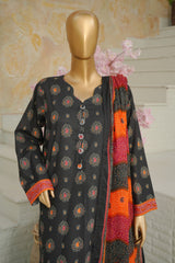 Bin Saeed Stitched 3 Piece Exclusive Printed Lawn Vol-11 Suit-LSM-3067-BLACK