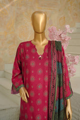 Bin Saeed Stitched 3 Piece Exclusive Printed Lawn Vol-11 Suit-LSM-3069-Dark Pink