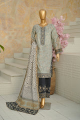 Bin Saeed Stitched 3 Piece Exclusive Printed Lawn Vol-11 Suit-LSM-3070-GRAY