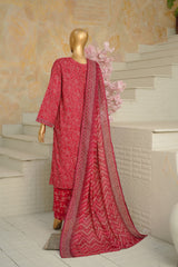 Bin Saeed Stitched 3 Piece Exclusive Printed Lawn Vol-11 Suit-LSM-3071-RED