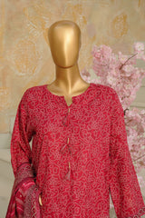 Bin Saeed Stitched 3 Piece Exclusive Printed Lawn Vol-11 Suit-LSM-3071-RED