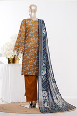 Bin Saeed Stitched 3 Piece Exclusive Emb Lawn Vol-03 Suit-LSM-3082-MUSTARD