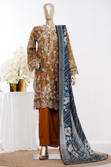 Bin Saeed Stitched 3 Piece Exclusive Emb Lawn Vol-03 Suit-LSM-3082-MUSTARD