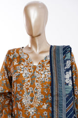 Bin Saeed Stitched 3 Piece Exclusive Emb Lawn Vol-03 Suit-LSM-3082-MUSTARD