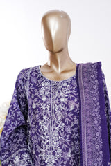 Bin Saeed Stitched 3 Piece Exclusive Emb Lawn Vol-03 Suit-LSM-3085-PURPLE