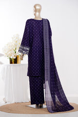 Bin Saeed Stitched 3 Piece Exclusive Emb Lawn Vol-03 Suit-LSM-3087-PURPLE