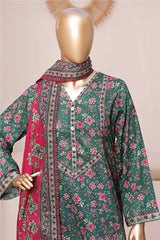 Bin Saeed Stitched 3 Piece Exclusive Printed Frock-LSM-3092-Green
