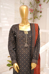 Bin Saeed Stitched 3 Piece Exclusive Printed Lawn Vol-11 Suit-LSM-3097-BLACK