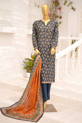 Bin Saeed Stitched 3 Piece Exclusive Printed Lawn Vol-11 Suit-LSM-3100-BLUE