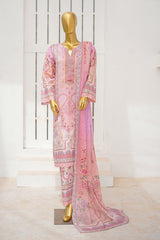 Bin Saeed Stitched 3 Piece Exclusive Printed Lawn Vol-11 Suit-LSM-3106-Pink