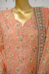 Bin Saeed Stitched 3 Piece Exclusive Printed Lawn Vol-11 Suit-LSM-3107-Peach