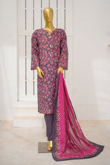 Bin Saeed Stitched 3 Piece Exclusive Printed Lawn Vol-11 Suit-LSM-3108-Purple