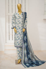 Bin Saeed Stitched 3 Piece Exclusive Printed Lawn Vol-11 Suit-LSM-3109-White