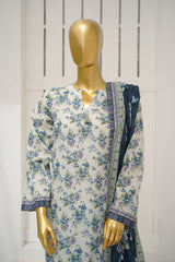 Bin Saeed Stitched 3 Piece Exclusive Printed Lawn Vol-11 Suit-LSM-3109-White