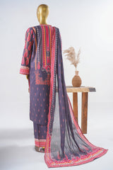 Bin Saeed Stitched 3 Piece Exclusive Printed Lawn Vol-11 Suit-LSM-3137-PRUPLE