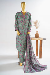 Bin Saeed Stitched 3 Piece Exclusive Printed Lawn Vol-11 Suit-LSM-3138-GREEN