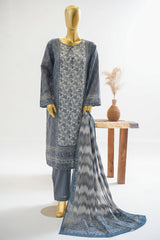 Bin Saeed Stitched 3 Piece Exclusive Printed Lawn Vol-11 Suit-LSM-3142-GRAY